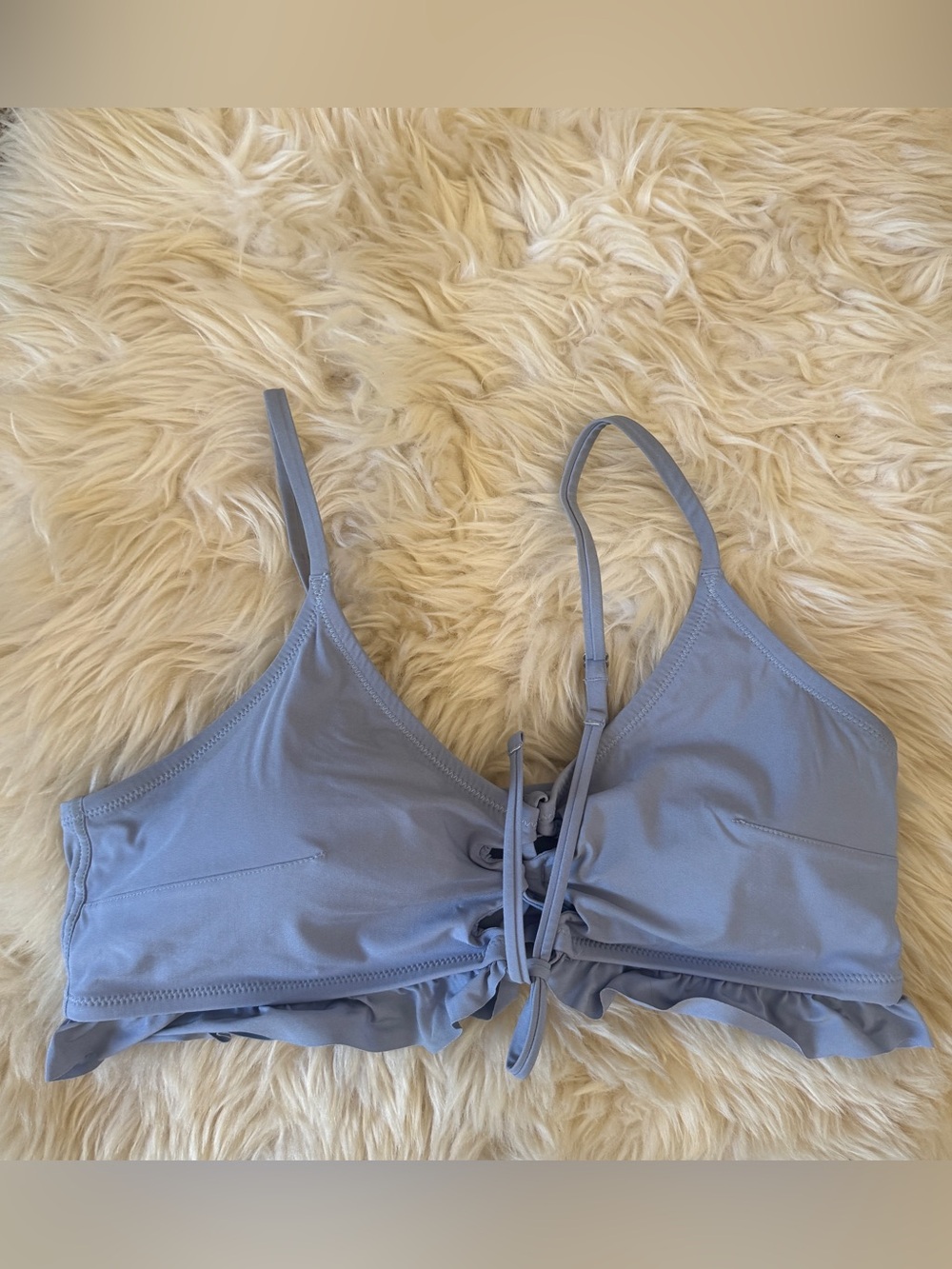 H&M Lace-Up bikini top in Dusty Blue